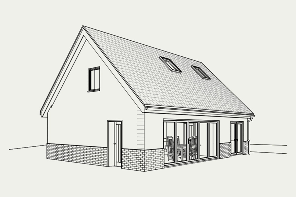 Converted garage building at Maulden with new doors and rooflights