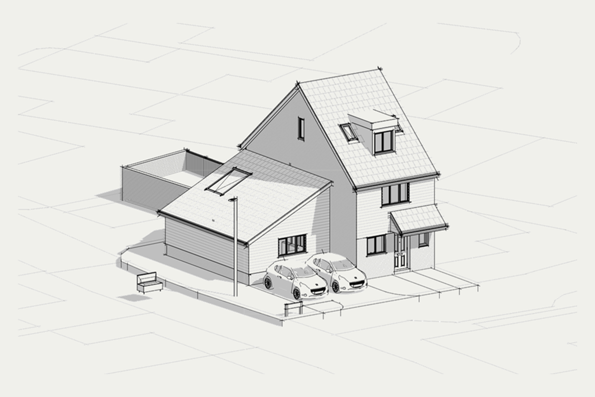 Front view of Holmes Lane with the garage converted and a new side extension